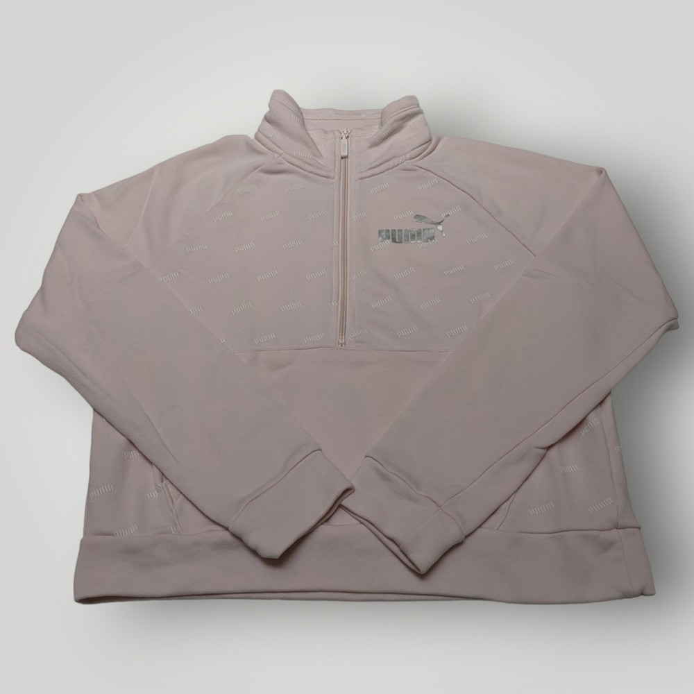 Puma 1/4 Zip Sweatshirt Women's M Light Pink Activewear Casual Athletic Gym